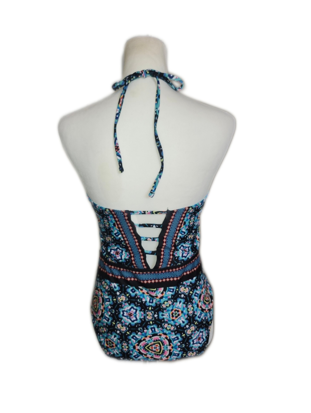 Multicolor Deep Plunge V-neck 1-piece Swimsuit, Medium - Picture 4 of 7